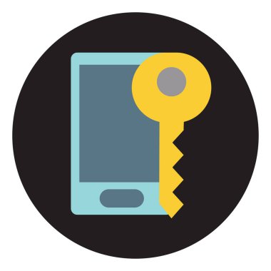 Anahtarlı telefon, resimleme, vektör, beyaz arkaplan.