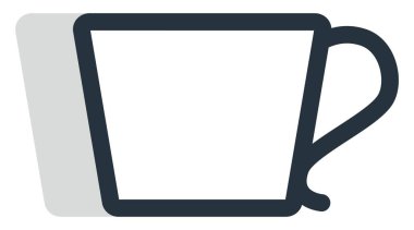 Beyaz arka planda küçük beyaz bardak, illüstrasyon, vektör.