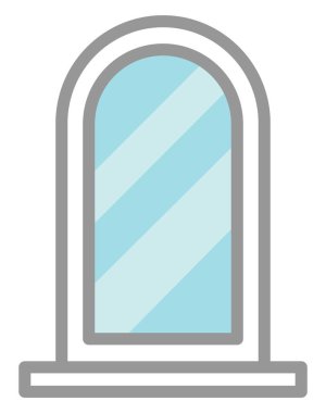 Beyaz modern cam pencere, illüstrasyon, vektör, beyaz arka plan.