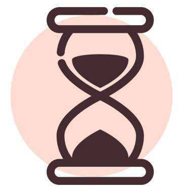 Kum zamanlayıcısı, illüstrasyon, vektör, beyaz arkaplan.