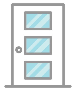 Beyaz arka planda, evin beyaz ön kapısı, illüstrasyon, vektör..