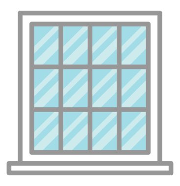 Beyaz arka planda büyük modern pencere, illüstrasyon, vektör.