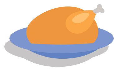 Kızarmış tavuk, illüstrasyon, vektör, beyaz arka planda..