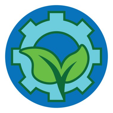 Ekoloji teçhizatı ve yaprak, illüstrasyon, vektör, beyaz arka planda.