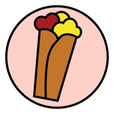 Fast food burrito, illüstrasyon, vektör, beyaz arka planda..