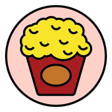 Fast food patlamış mısır, illüstrasyon, vektör, beyaz arka planda..