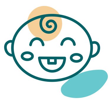 Beyaz arka planda mutlu bir erkek bebek, illüstrasyon, vektör..