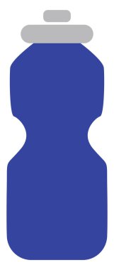 Beyaz arka planda mavi spor salonu su şişesi, illüstrasyon, vektör..