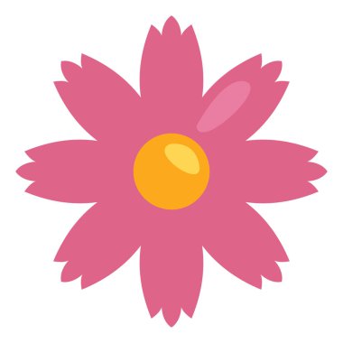 Beyaz arka planda sıcak pembe çiçek, illüstrasyon, vektör.