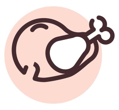 Izgara tavuk, illüstrasyon, vektör, beyaz arka planda..