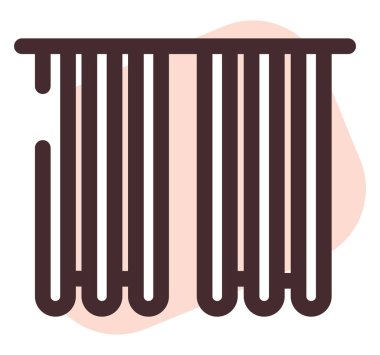 Beyaz arkaplanda pembe perdeler, illüstrasyon, vektör..