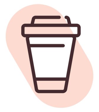 Plastik bardakta sıcak kahve, illüstrasyon, vektör, beyaz arka planda..