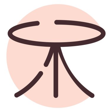 Beyaz arka planda pembe mutfak masası, illüstrasyon, vektör..