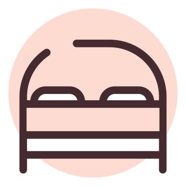 Yatak odası yatağı, illüstrasyon, vektör, beyaz arka planda..