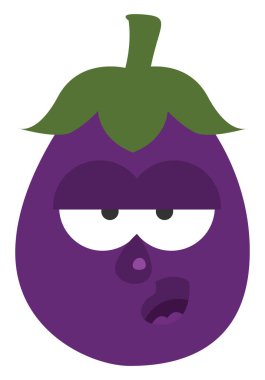 Sıkılmış patlıcan, illüstrasyon, vektör, beyaz arka plan.