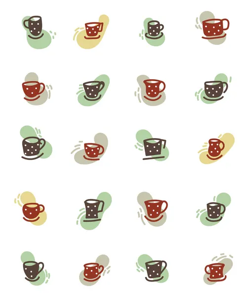 Tazas Café Ilustración Vector Sobre Fondo Blanco — Vector de stock