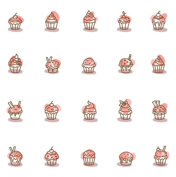 Köstliche Cupcakes Illustration Vektor Auf Weißem Hintergrund — Stockvektor