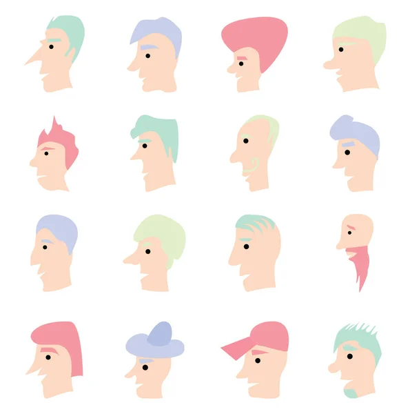 Hommes Aux Cheveux Intéressants Illustration Vecteur Sur Fond Blanc — Image vectorielle
