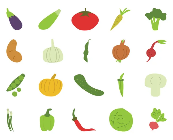 Légumes Frais Illustration Vecteur Sur Fond Blanc — Image vectorielle