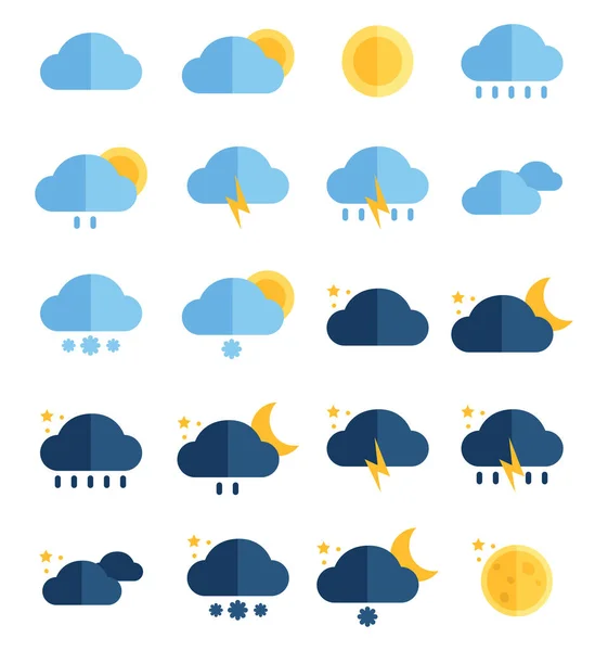 Clima Icono Paquete Ilustración Vector Sobre Fondo Blanco — Vector de stock