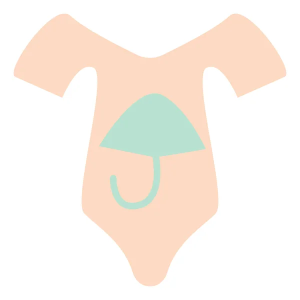 Beige Baby Kostym Med Paraply Illustration Vektor Vit Bakgrund — Stock vektor
