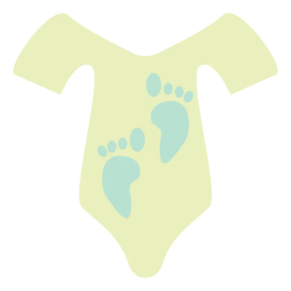 Grön Baby Kostym Med Fotspår Illustration Vektor Vit Bakgrund — Stock vektor