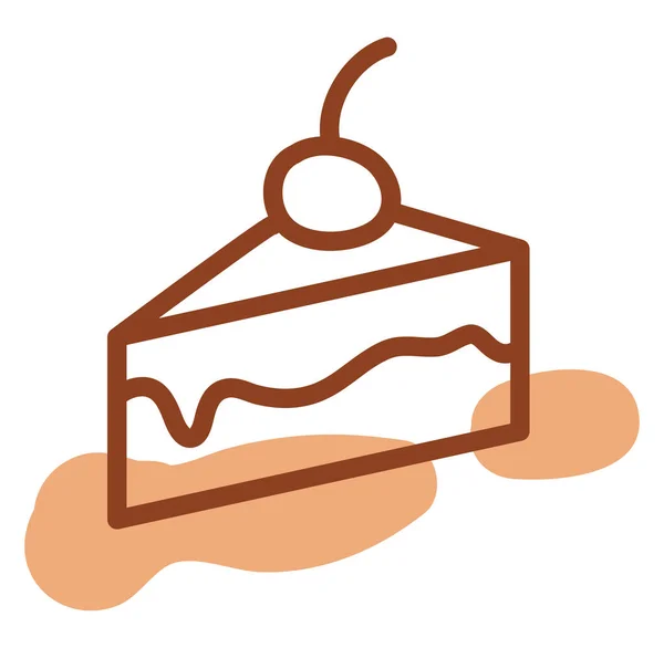 Scheibe Kirschtorte Illustration Vektor Auf Weißem Hintergrund — Stockvektor