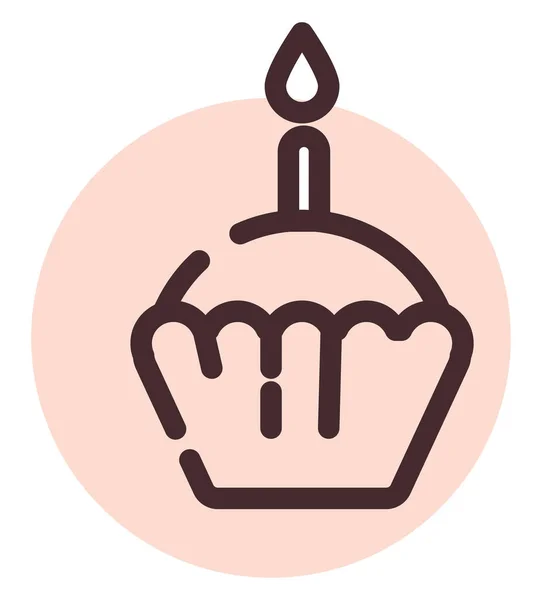 Cupcake Anniversaire Illustration Vecteur Sur Fond Blanc — Image vectorielle
