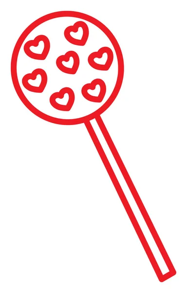 Paleta Roja Con Corazones Ilustración Vector Sobre Fondo Blanco — Archivo Imágenes Vectoriales