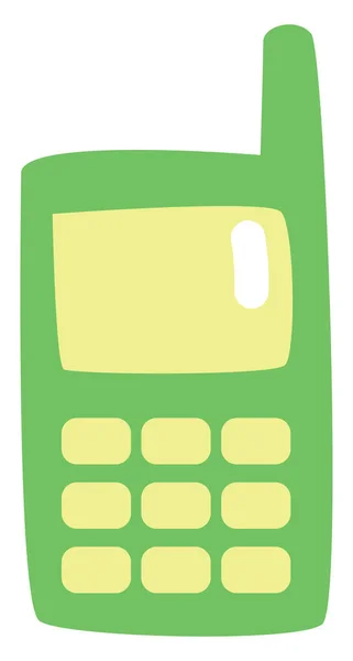 Oude Groene Telefoon Illustratie Vector Een Witte Achtergrond — Stockvector