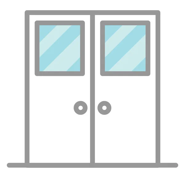Двойная Белая Дверь Иллюстрация Вектор Белом Фоне — стоковый вектор