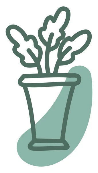 Flor Planta Verde Vaso Ilustração Vetor Sobre Fundo Branco —  Vetores de Stock