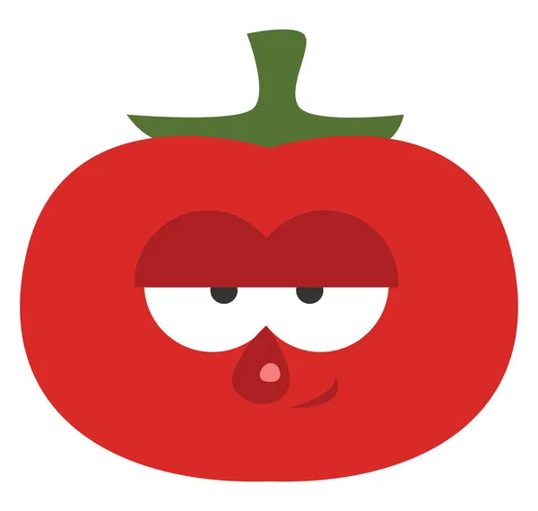 Gelangweilte Tomate Illustration Vektor Auf Weißem Hintergrund — Stockvektor
