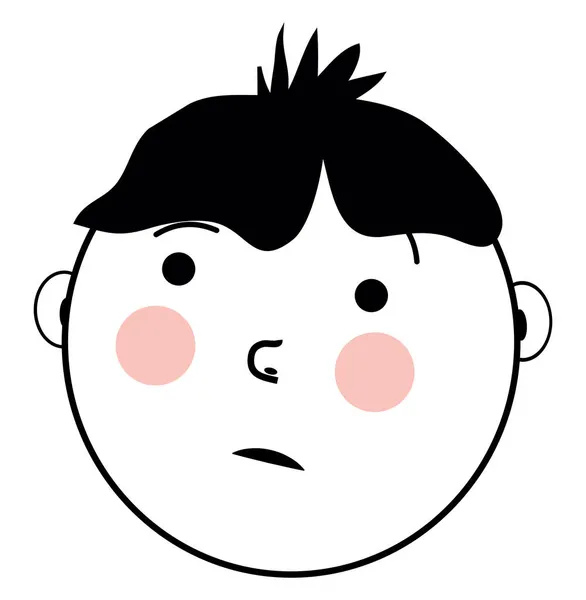 Sad Boy Black Hair Illustration Vector White Background — Stock Vector