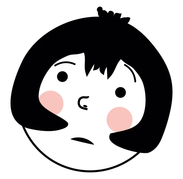 Chica Triste Con Pelo Negro Corto Ilustración Vector Sobre Fondo — Vector de stock