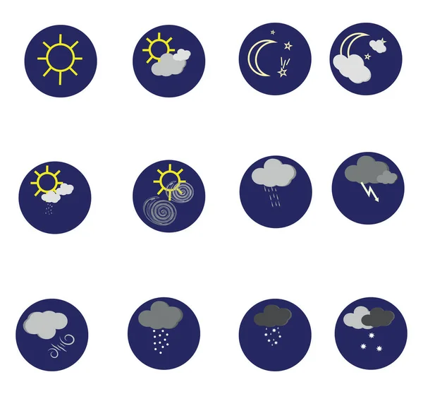 Conjunto Iconos Meteorológicos Ilustración Vector Sobre Fondo Blanco — Vector de stock
