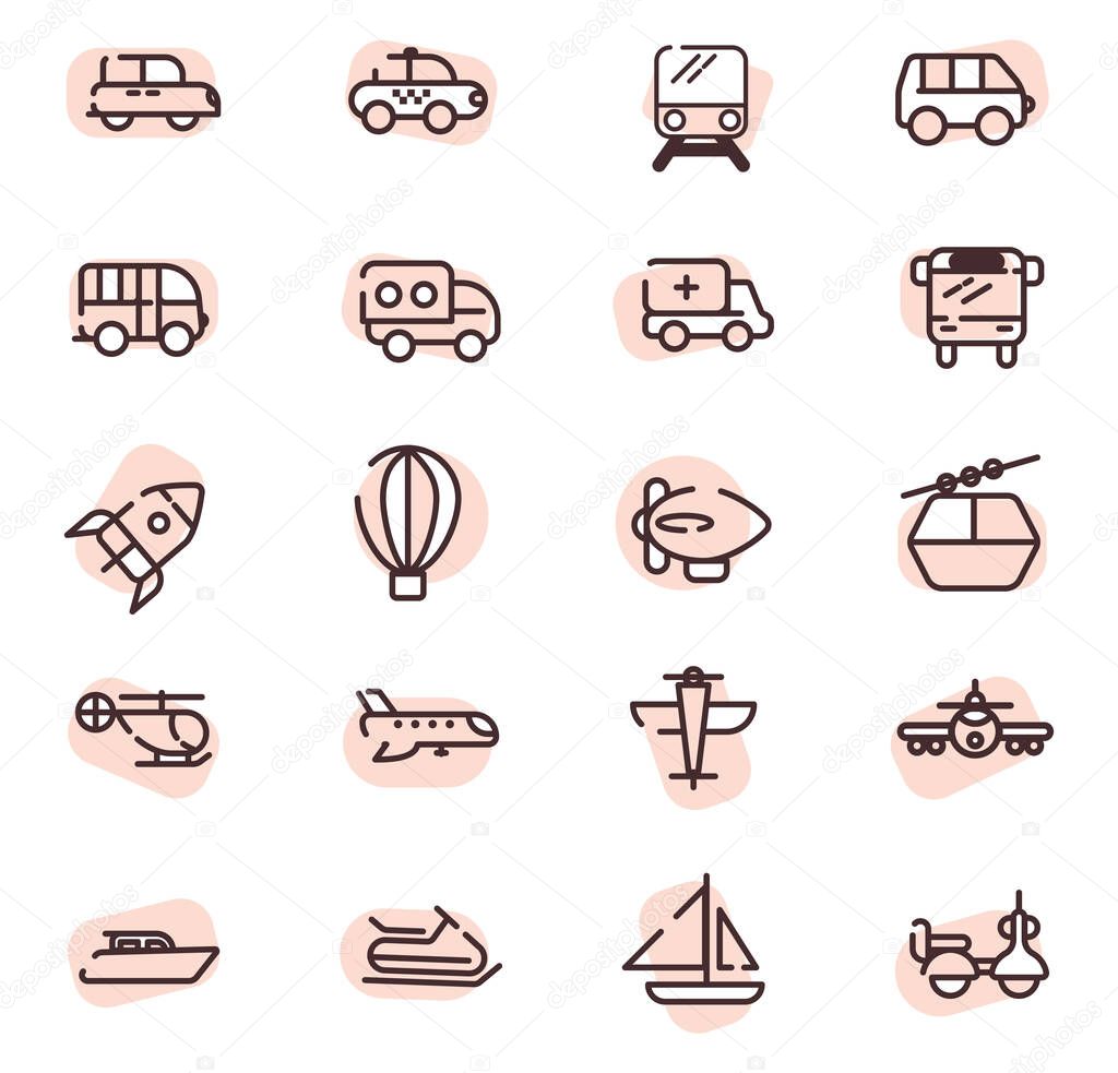 Ways of transport, illustration, vector, on a white background.