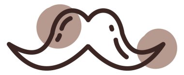 Hippi Bıyığı, illüstrasyon, vektör, beyaz arka plan.