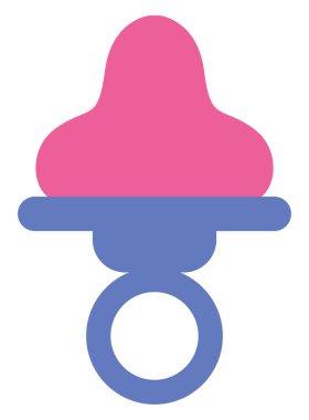 Beyaz arka planda anaokulu pembe emziği, illüstrasyon, vektör..