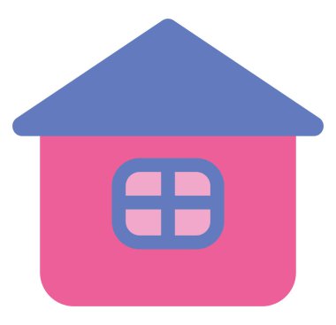 Anaokulu pembe evi, illüstrasyon, vektör, beyaz arka planda..