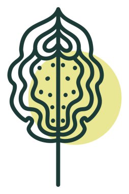 Dekoratif sarı yaprak, illüstrasyon, vektör, beyaz arkaplan üzerinde.