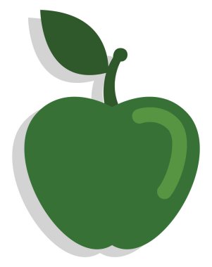 Yeşil elma, illüstrasyon, vektör, beyaz arkaplan.