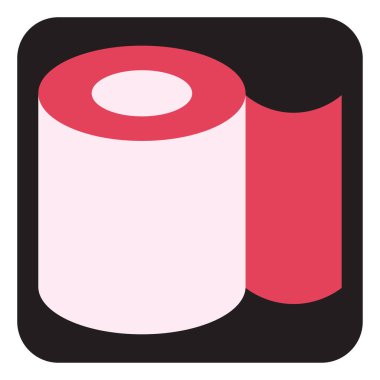 Beyaz arka planda pembe tuvalet kağıdı, illüstrasyon, vektör..