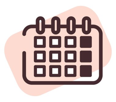 Beyaz arkaplan üzerinde mobil takvim, illüstrasyon, vektör.