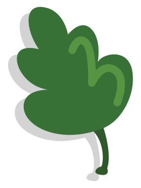 Beyaz arkaplanda basit yeşil yaprak, illüstrasyon, vektör.