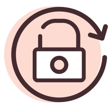 Beyaz arkaplanda kilit döndürmesi, illüstrasyon, vektör.