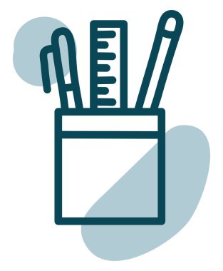 Beyaz arka planda ofis kalemleri, illüstrasyon, vektör.