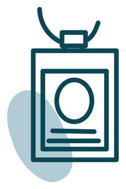 Beyaz arka planda ofis rozeti, illüstrasyon, vektör..