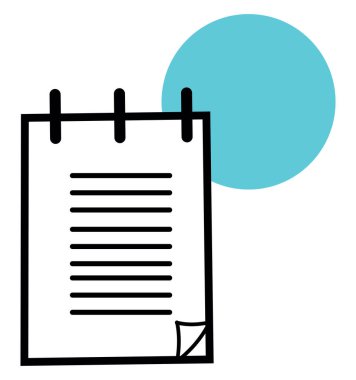 Beyaz arkaplanda çizgileri, illüstrasyonu, vektörü olan defter.