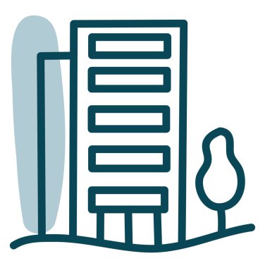 Beyaz arka planda ofis binası, illüstrasyon, vektör.